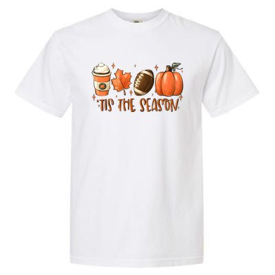 Tis The Season Pumpkin Football Maple Leaf Garment-Dyed Heavyweight T-Shirt