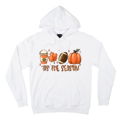 Tis The Season Pumpkin Football Maple Leaf Hoodie