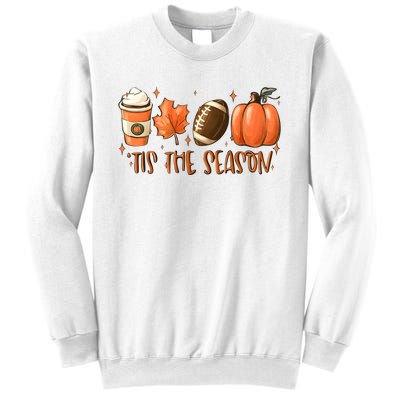 Tis The Season Pumpkin Football Maple Leaf Sweatshirt