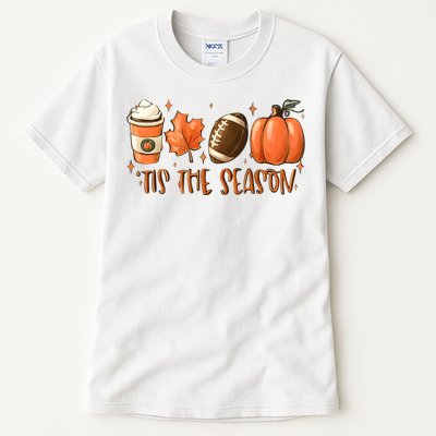 Tis The Season Pumpkin Football Maple Leaf Tall T-Shirt