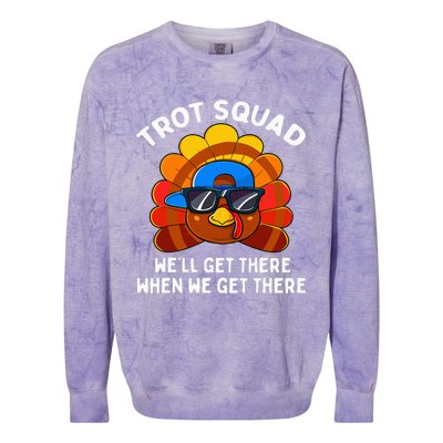 Turkey Trot Squad Funny Thanksgiving Running Costume Colorblast Crewneck Sweatshirt