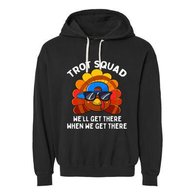 Turkey Trot Squad Funny Thanksgiving Running Costume Garment-Dyed Fleece Hoodie