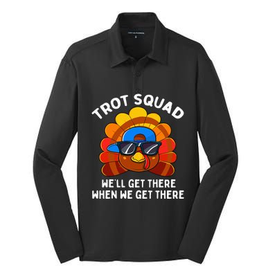 Turkey Trot Squad Funny Thanksgiving Running Costume Silk Touch Performance Long Sleeve Polo