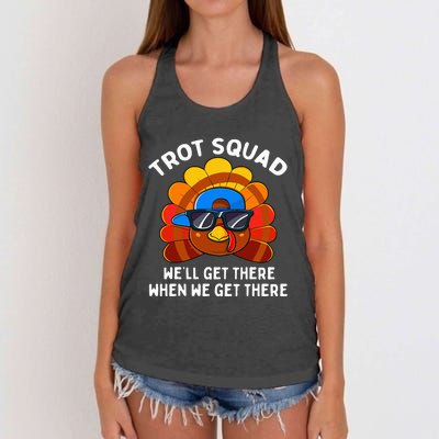 Turkey Trot Squad Funny Thanksgiving Running Costume Women's Knotted Racerback Tank