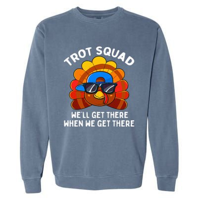 Turkey Trot Squad Funny Thanksgiving Running Costume Garment-Dyed Sweatshirt