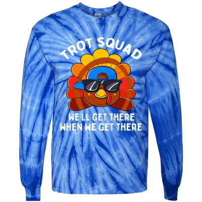 Turkey Trot Squad Funny Thanksgiving Running Costume Tie-Dye Long Sleeve Shirt