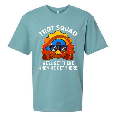 Turkey Trot Squad Funny Thanksgiving Running Costume Sueded Cloud Jersey T-Shirt