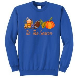 Tis The Season Pumpkin Leaf Latte Fall Thanksgiving Football Gift Sweatshirt