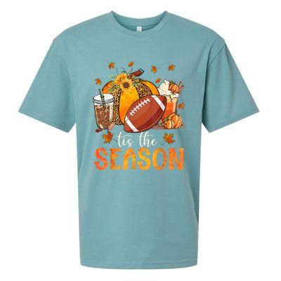 Tis The Season Football And Pumpkin Season Fall Vibes Gift Sueded Cloud Jersey T-Shirt