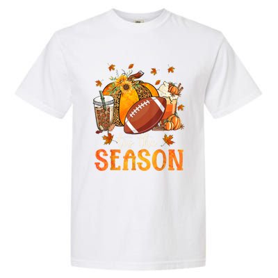 Tis The Season Football And Pumpkin Season Fall Vibes Gift Garment-Dyed Heavyweight T-Shirt