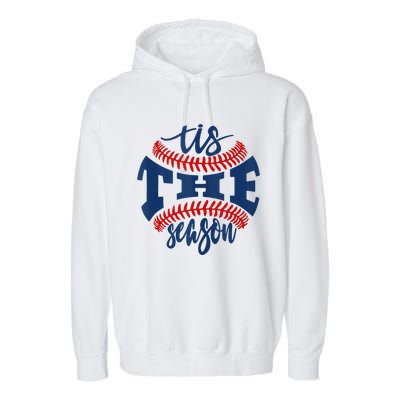 Tis The Season Baseball Softball Lovers Garment-Dyed Fleece Hoodie