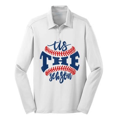 Tis The Season Baseball Softball Lovers Silk Touch Performance Long Sleeve Polo