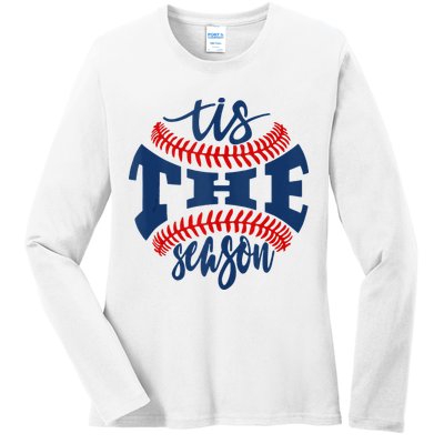 Tis The Season Baseball Softball Lovers Ladies Long Sleeve Shirt
