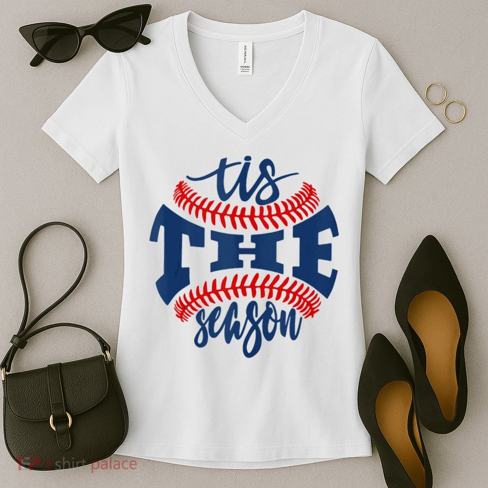 Tis The Season Baseball Softball Lovers Women's V-Neck T-Shirt