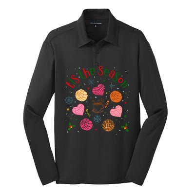 Tis The Season Pan Dulce Sweet Bread Funny Mexican Christmas Silk Touch Performance Long Sleeve Polo