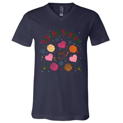 Tis The Season Pan Dulce Sweet Bread Funny Mexican Christmas V-Neck T-Shirt