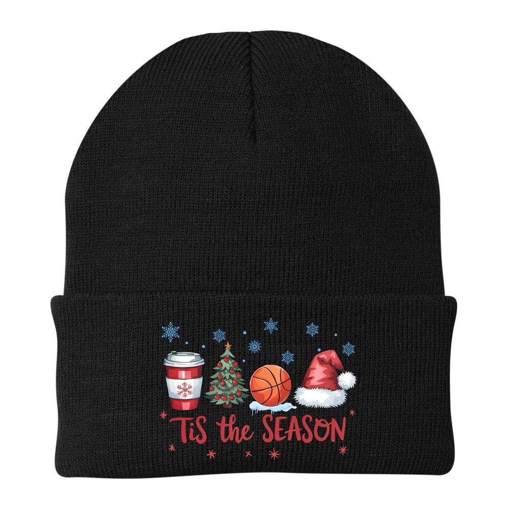 Tis The Season Christmas Xmas Holiday Coffee Baskeball Team Beanie