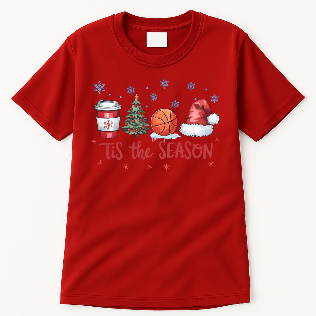 Tis The Season Christmas Xmas Holiday Coffee Baskeball Team Tall T-Shirt