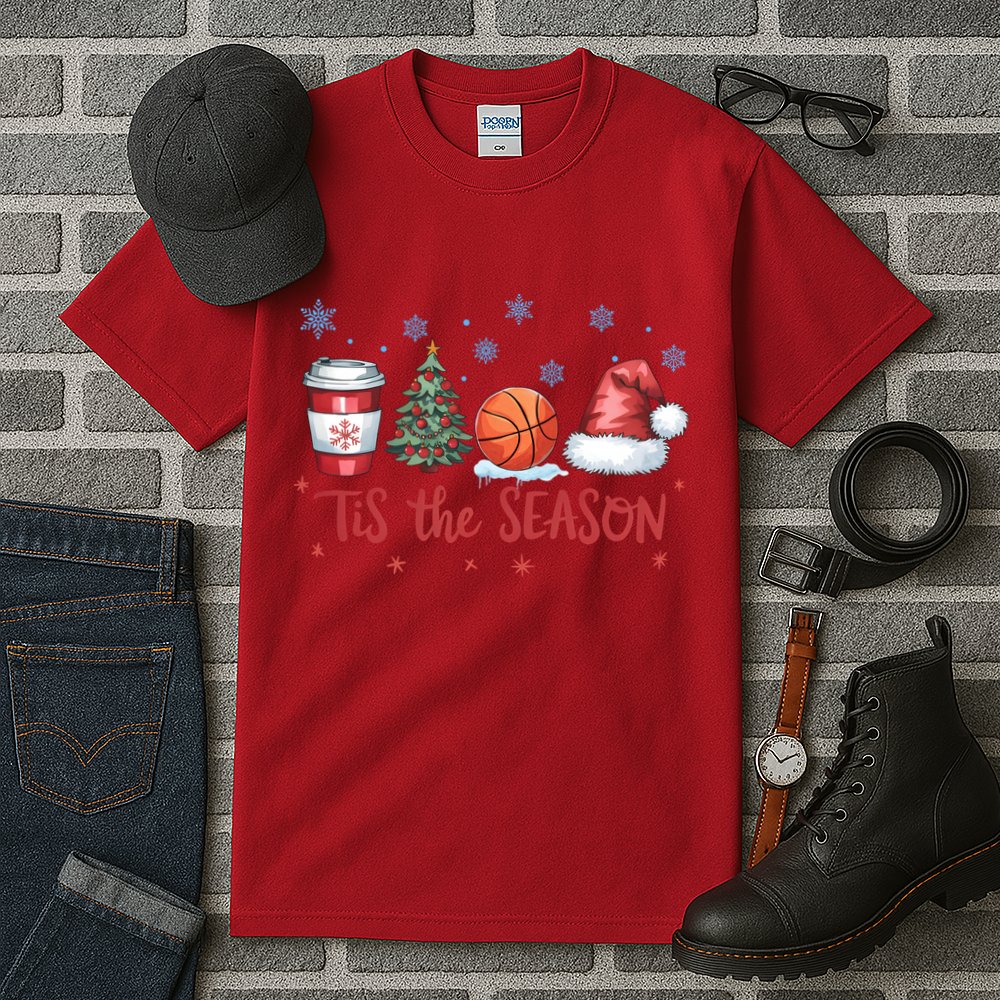 Tis The Season Christmas Xmas Holiday Coffee Baskeball Team Tall T-Shirt
