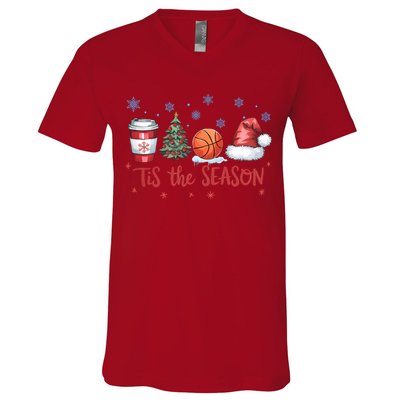 Tis The Season Christmas Xmas Holiday Coffee Baskeball Team V-Neck T-Shirt