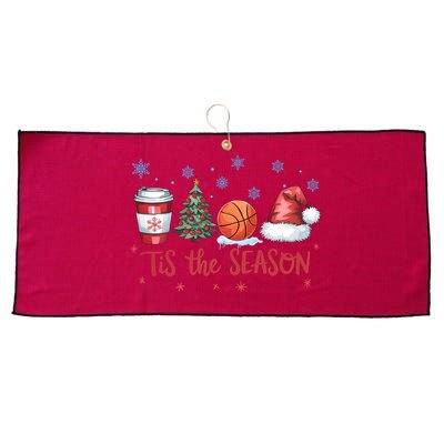 Tis The Season Christmas Xmas Holiday Coffee Baskeball Team Large Microfiber Waffle Golf Towel