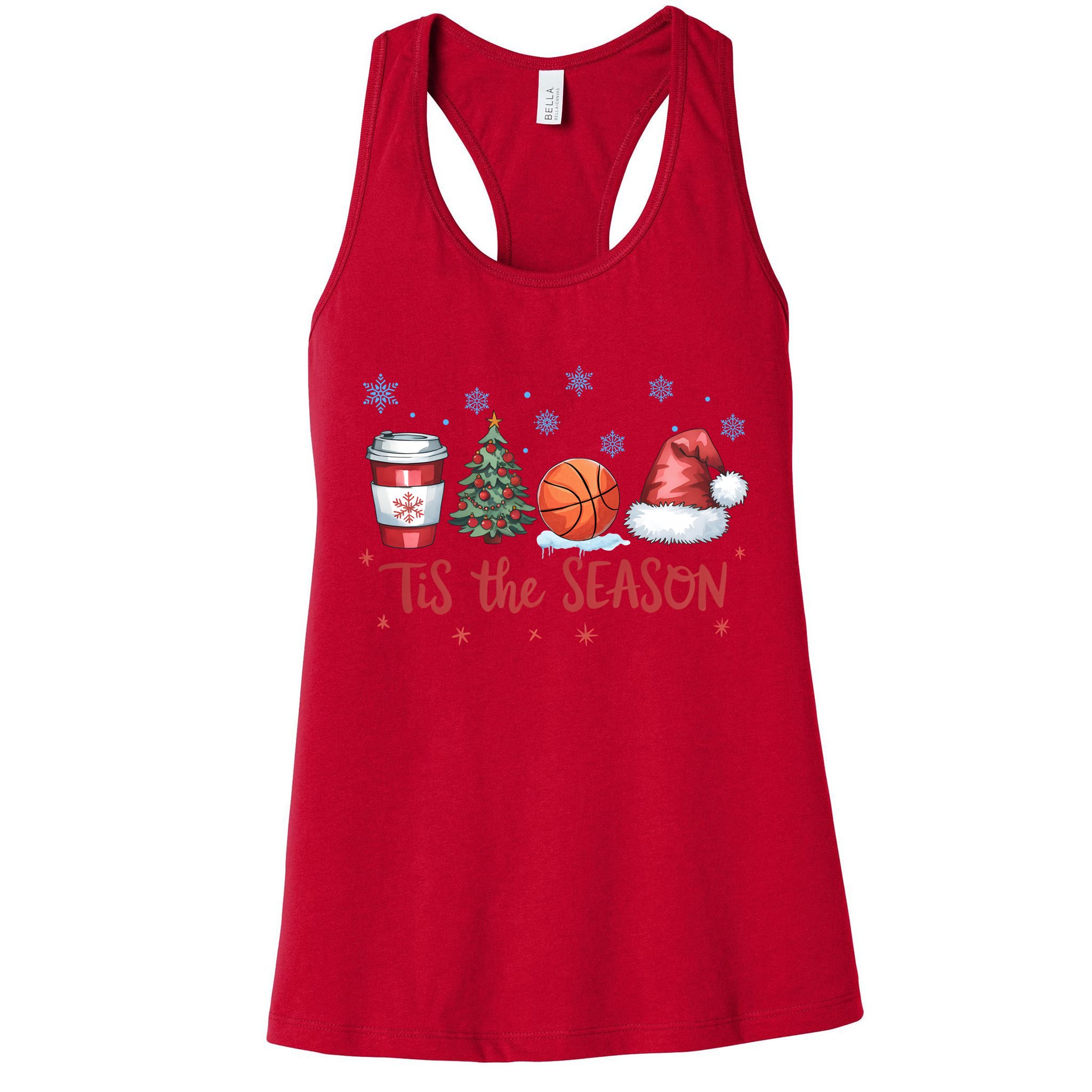 Tis The Season Christmas Xmas Holiday Coffee Baskeball Team Womens Tank Top