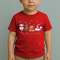 Tis The Season Christmas Xmas Holiday Coffee Baskeball Team Toddler T-Shirt