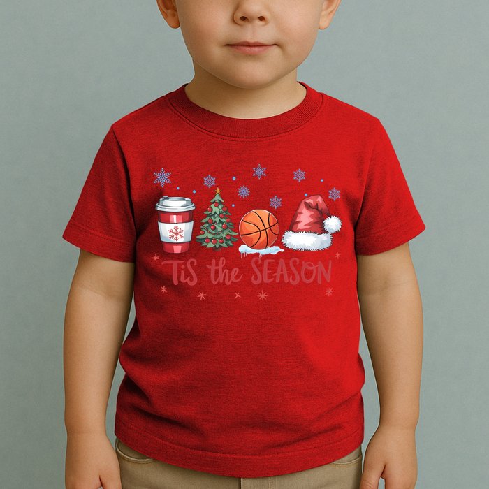 Tis The Season Christmas Xmas Holiday Coffee Baskeball Team Toddler T-Shirt