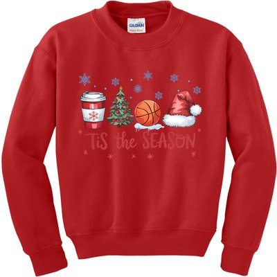 Tis The Season Christmas Xmas Holiday Coffee Baskeball Team Kids Sweatshirt