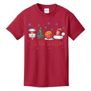 Tis The Season Christmas Xmas Holiday Coffee Baskeball Team Kids T-Shirt