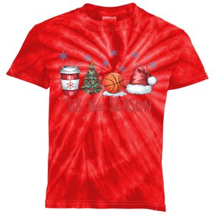 Tis The Season Christmas Xmas Holiday Coffee Baskeball Team Kids Tie-Dye T-Shirt