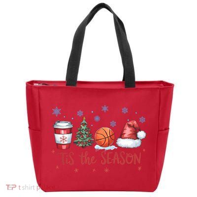 Tis The Season Christmas Xmas Holiday Coffee Baskeball Team Zip Tote Bag