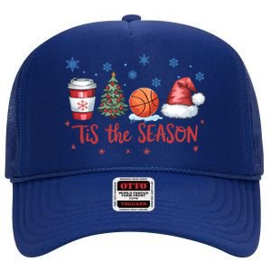 Tis The Season Christmas Xmas Holiday Coffee Baskeball Team High Crown Mesh Back Trucker Hat