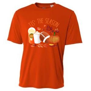 Tis The Season Football Pumpkin Thanksgiving Athletes Cool Gift Cooling Performance Crew T-Shirt