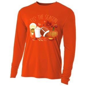 Tis The Season Football Pumpkin Thanksgiving Athletes Cool Gift Cooling Performance Long Sleeve Crew