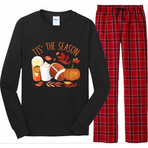 Tis The Season Football Pumpkin Thanksgiving Athletes Cool Gift Long Sleeve Pajama Set