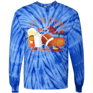 Tis The Season Football Pumpkin Thanksgiving Athletes Cool Gift Tie-Dye Long Sleeve Shirt