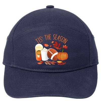 Tis The Season Football Pumpkin Thanksgiving Athletes Cool Gift 7-Panel Snapback Hat