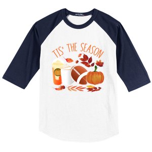 Tis The Season Football Pumpkin Thanksgiving Athletes Cool Gift Baseball Sleeve Shirt