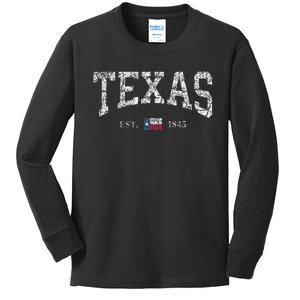 Texas Texas State Flag Distressed Kids Long Sleeve Shirt