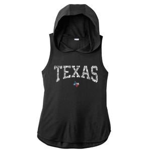 Texas  Texas State Map Flag Distressed Ladies PosiCharge Tri-Blend Wicking Draft Hoodie Tank