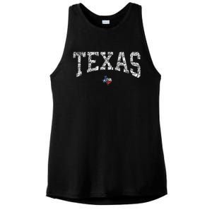 Texas  Texas State Map Flag Distressed Ladies PosiCharge Tri-Blend Wicking Tank