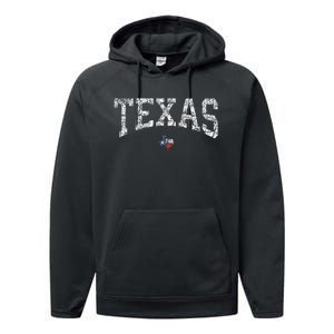 Texas  Texas State Map Flag Distressed Performance Fleece Hoodie