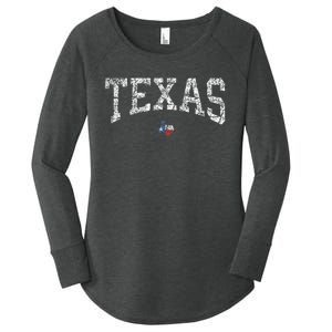 Texas  Texas State Map Flag Distressed Women's Perfect Tri Tunic Long Sleeve Shirt