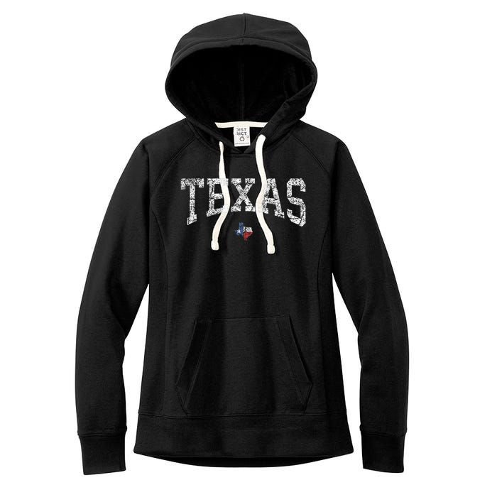 Texas  Texas State Map Flag Distressed Women's Fleece Hoodie