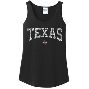 Texas  Texas State Map Flag Distressed Ladies Essential Tank