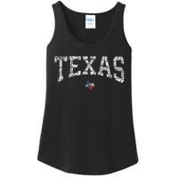 Texas  Texas State Map Flag Distressed Ladies Essential Tank