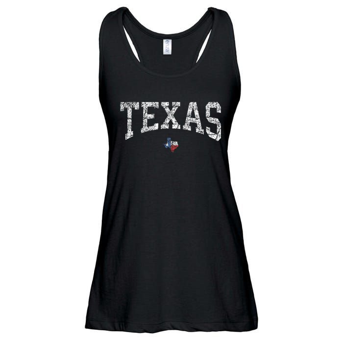 Texas  Texas State Map Flag Distressed Ladies Essential Flowy Tank