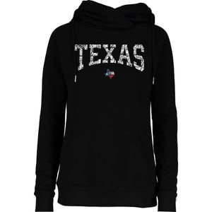 Texas  Texas State Map Flag Distressed Womens Funnel Neck Pullover Hood