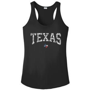 Texas  Texas State Map Flag Distressed Ladies PosiCharge Competitor Racerback Tank